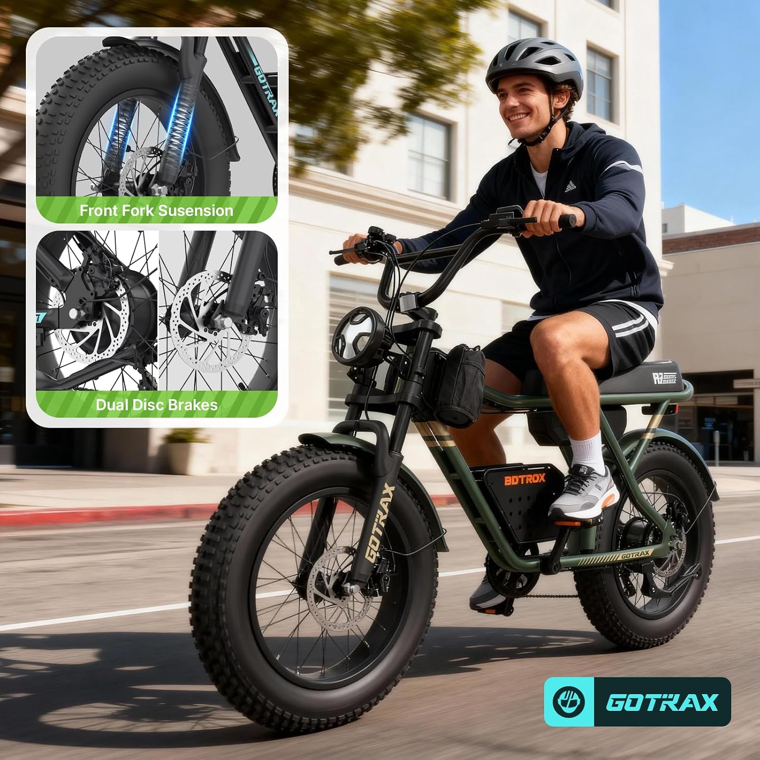 20" Fat Tire Electric Bike for Adults, 750W Motor, Up to 25 MPH, Up to 45 Mile Range, City & All-Terrain Commuter E-Bike with Rear Basket