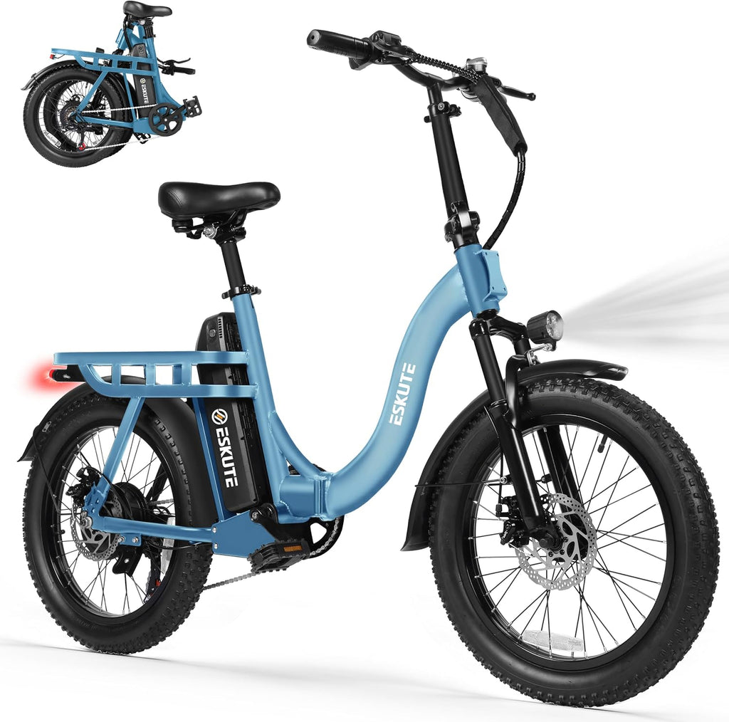 20" Foldable Fat Tire Electric Bike for Adults, 1200W Peak Motor, Step-Through Cargo E-Bike, 7-Speed, Up to 55 Mile Range, NFC Unlock