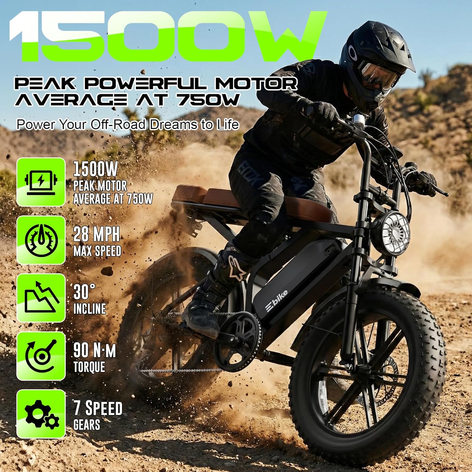 Retro Fat Tire Electric Bike for Adults – Full Suspension E-Bike with App Control, Long Range & All-Terrain Performance