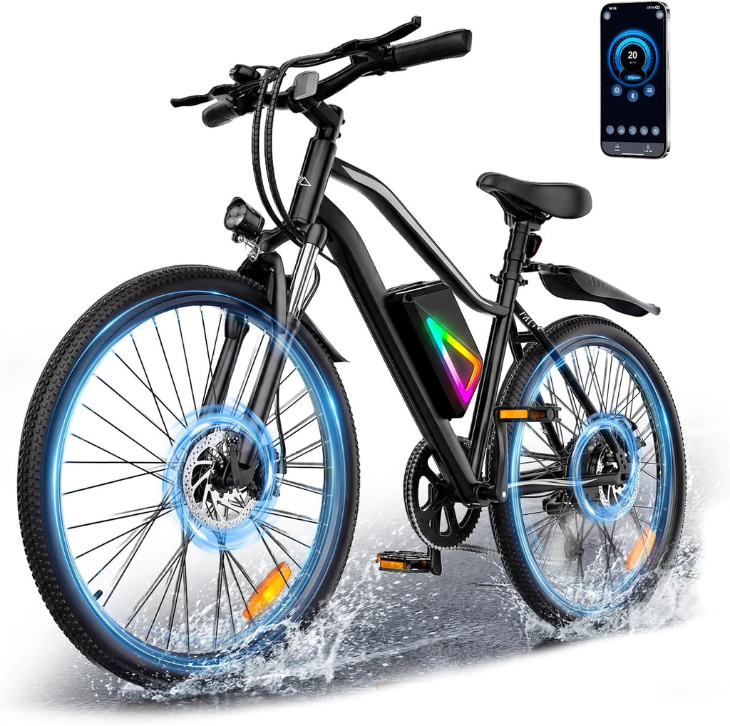 26" Electric Bike for Adults, 750W Motor, 7-Speed Commuter E-Bike, Up to 20 MPH, 50–60+ Mile Range, Adjustable Seat