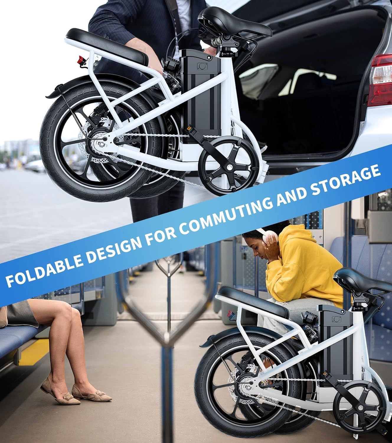 16" Foldable Electric Bike for Adults, Peak 630W Motor, Up to 20 MPH, Mini Commuter E-Bike with LCD Display & Up to 35 Miles Pedal-Assist Range