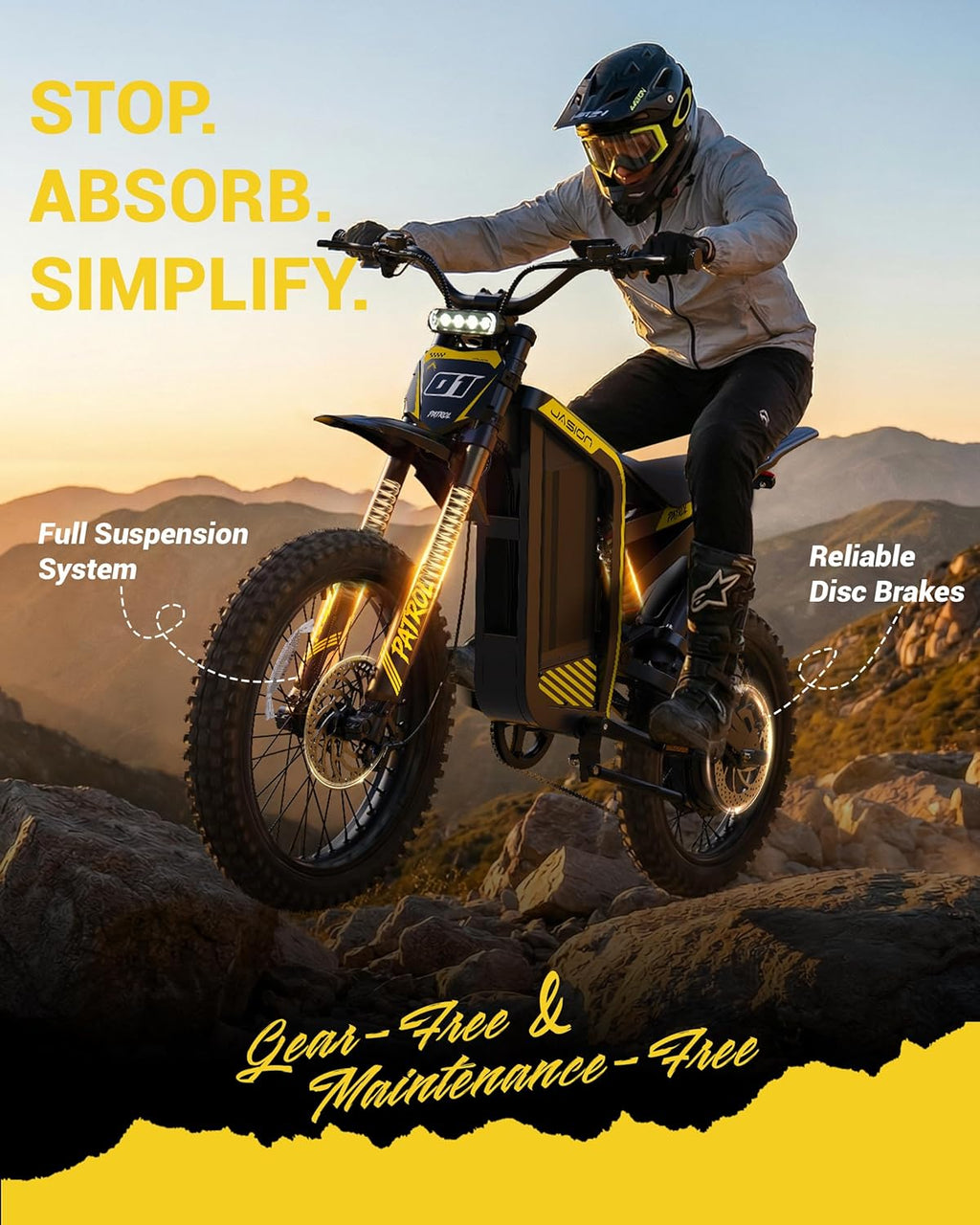 Electric Dirt Bike for Adults & Teens, 4000W Peak Motor, Up to 40 MPH, 50 Mile Range, Dual Suspension, Hydraulic Brakes, Off-Road Electric Bike