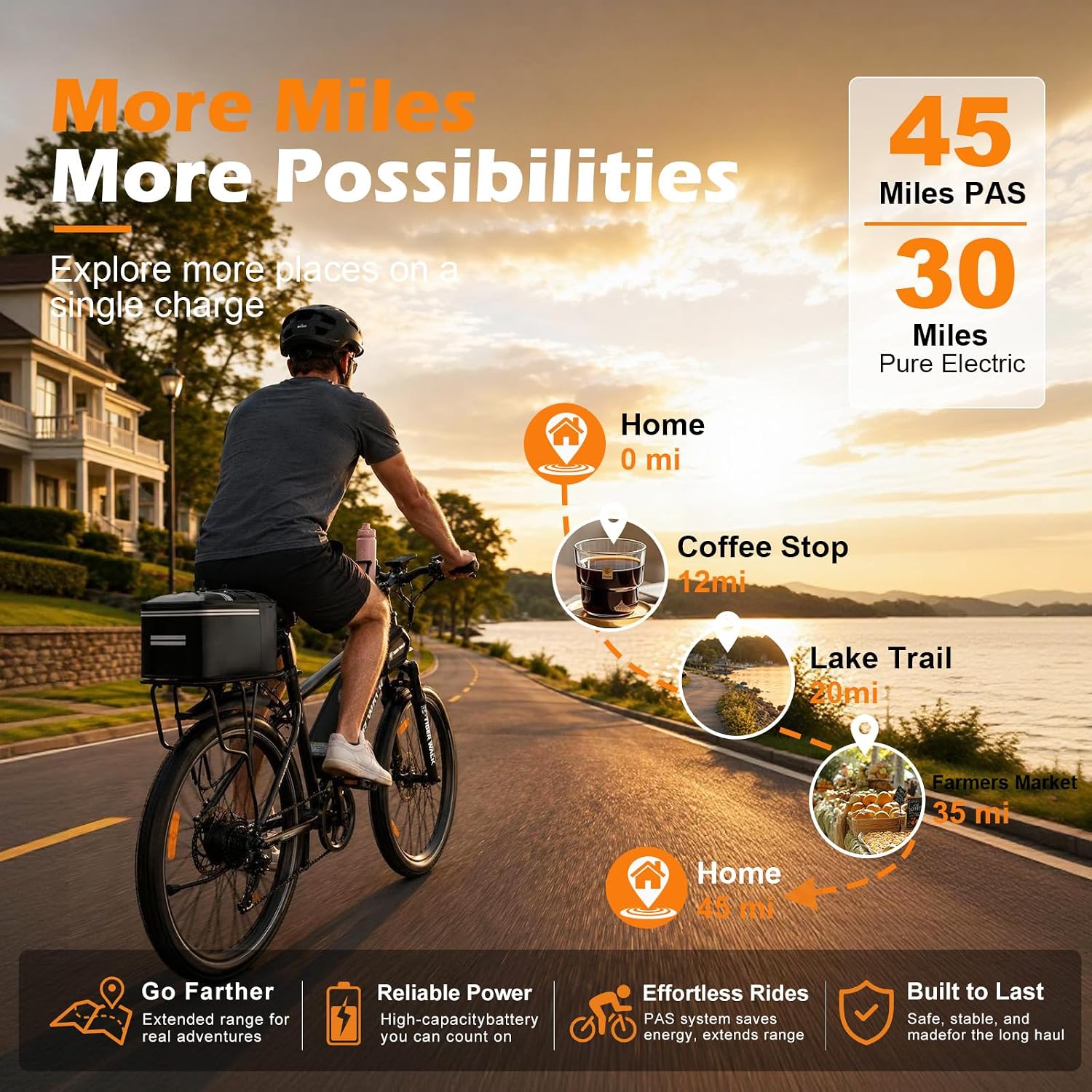 26" Electric Mountain Bike for Adults with 1000W Peak Motor, Lockable Suspension Fork, 7-Speed Gear System, Up to 24.7 MPH & 45 Miles Range