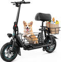 Foldable Electric Scooter with Seat for Adults, Peak 550W Motor, Up to 19 MPH, Commuter E-Scooter with Storage Basket & 20 Miles Range