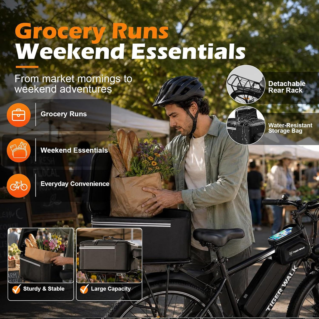 26" Electric Mountain Bike for Adults with 1000W Peak Motor, Lockable Suspension Fork, 7-Speed Gear System, Up to 24.7 MPH & 45 Miles Range