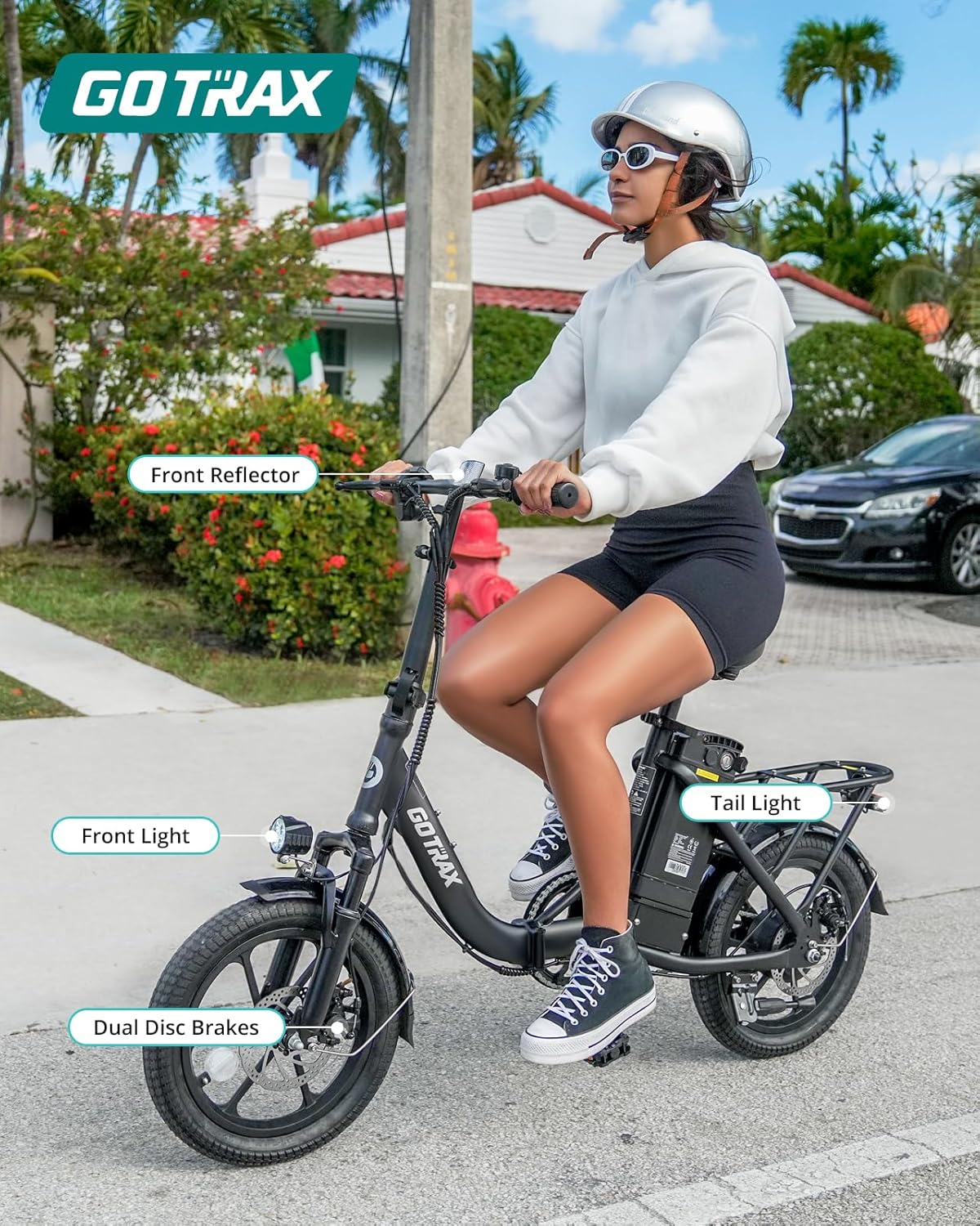 16" Foldable Electric Bike for Adults & Teens, 500W Peak Motor, Up to 15.5 MPH, Up to 28 Mile Range, Adjustable Commuter E-Bike with Front Suspension