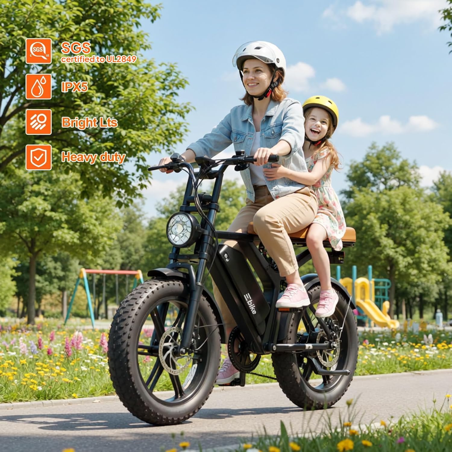 High-Power 1500W Peak Electric Bike for Adults – 20" Fat Tire, Full Suspension, 7-Speed E-Bike (UL 2849 Certified)