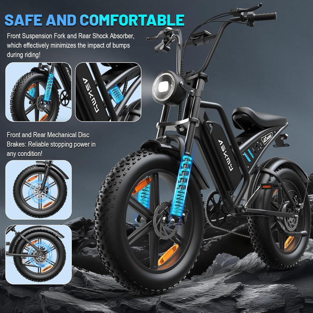 20" Fat Tire Electric Mountain Bike for Adults, Peak 1500W Motor, All-Terrain E-Bike with Up to 60 Miles Pedal-Assist Range