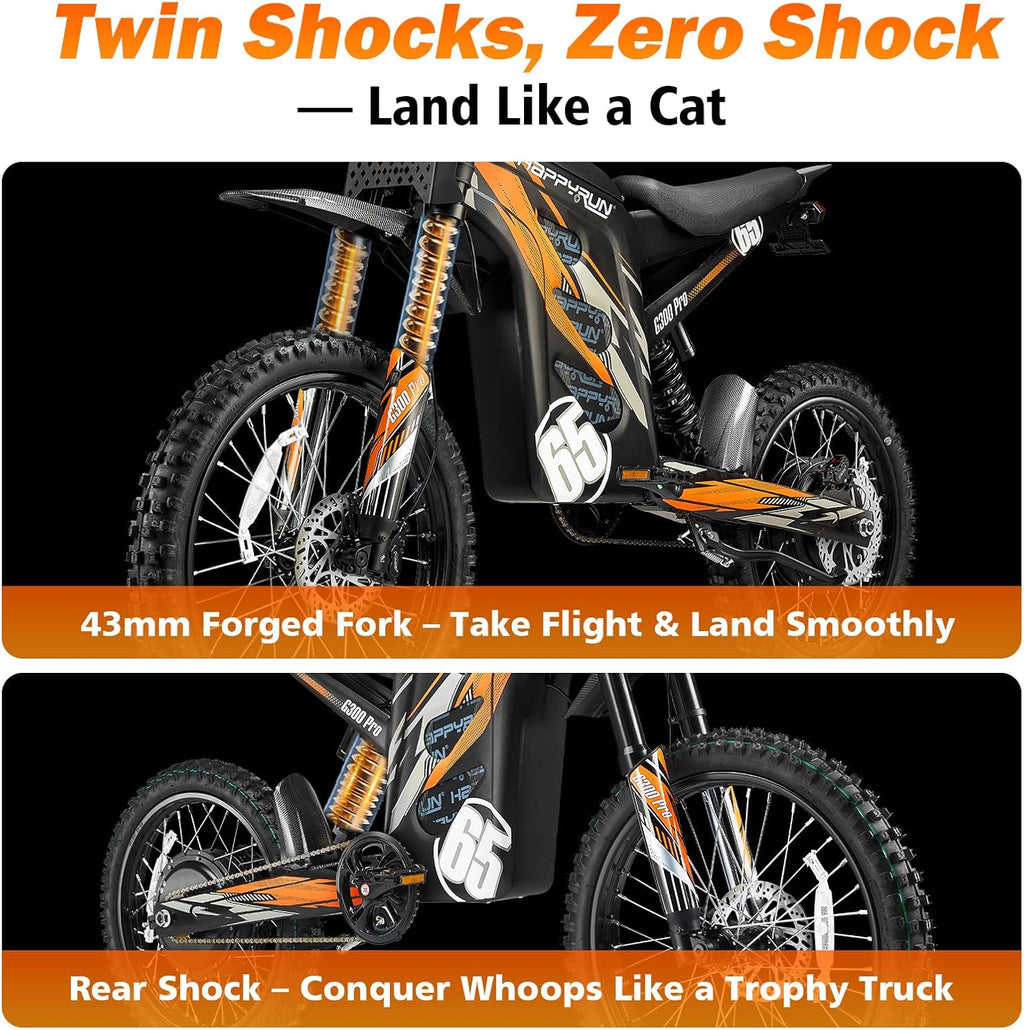 High-Performance Adult Electric Dirt Bike – 6500W Motor, 72V 30Ah Battery, 50 MPH Off-Road E-Motorcycle