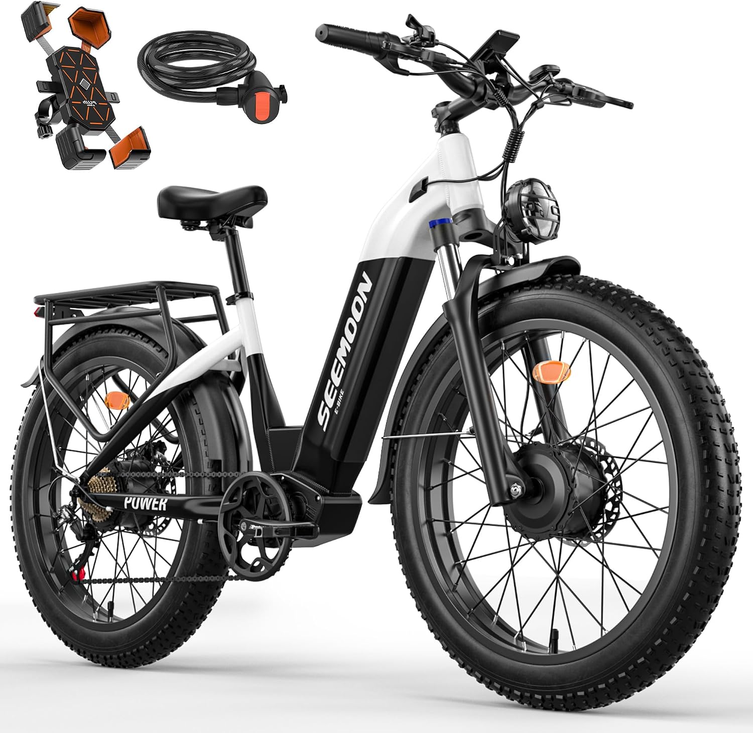 Dual Motor Electric Bike for Adults, 4000W Peak Power, Up to 38 MPH, Up to 105 Mile Range, 26" Fat Tire Step-Through Commuter E-Bike