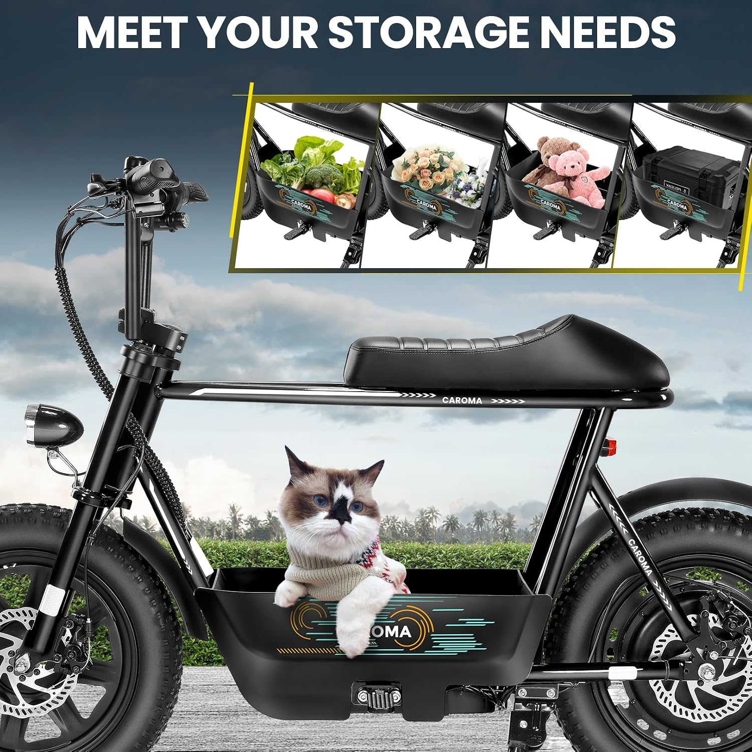 Electric Scooter with Seat for Adults, Peak 1200W Motor, Up to 20 MPH, 16" Fat Tire All-Terrain Scooter with Storage Basket & 30 Miles Range