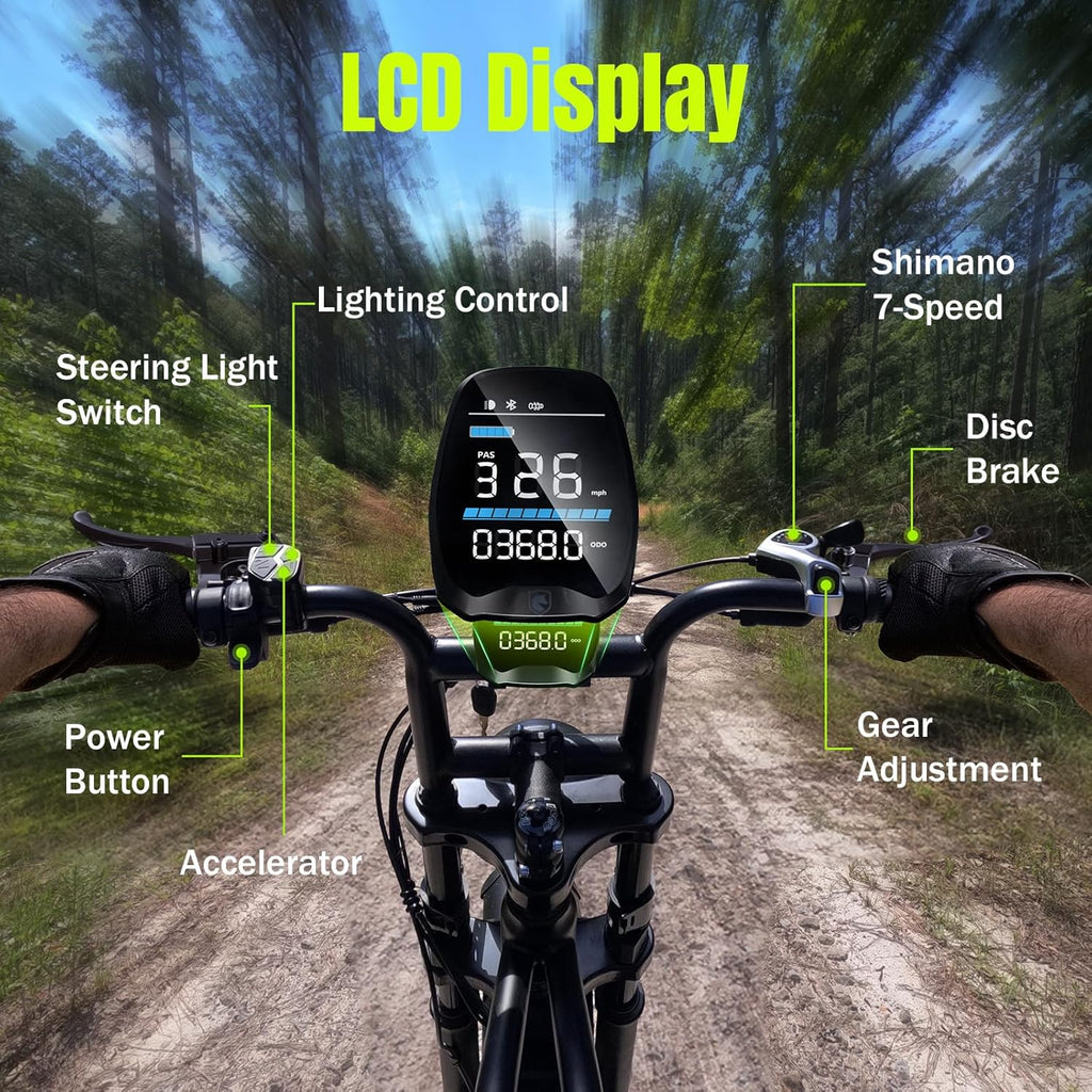 1500W Peak Electric Bike for Adults, 20" Fat Tire All-Terrain E-Bike, Up to 60–130 Miles Range, Electric Dirt Bike Style, UL 2849 Certified