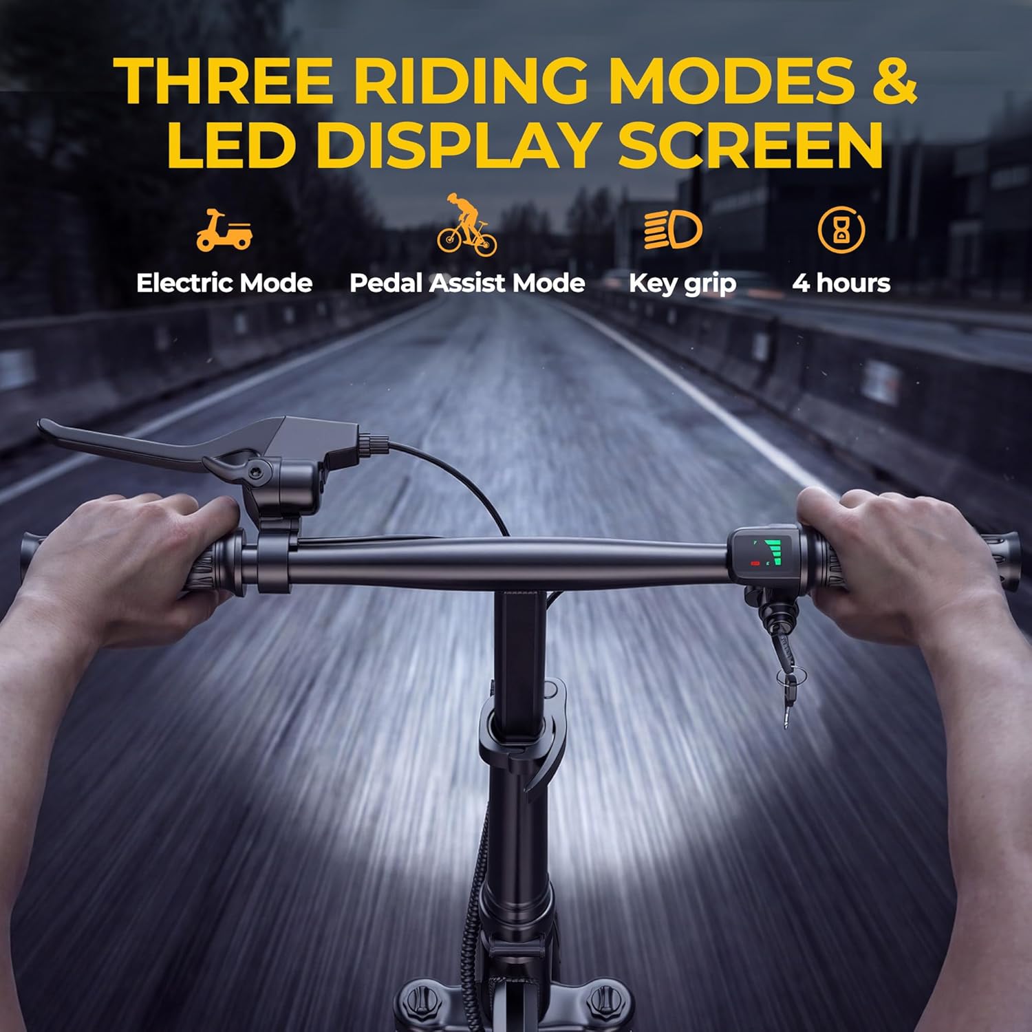 14" Foldable Electric Bike for Adults & Teens, Peak 500W Motor, Mini Commuter E-Bike with Up to 30 Miles Pedal-Assist Range