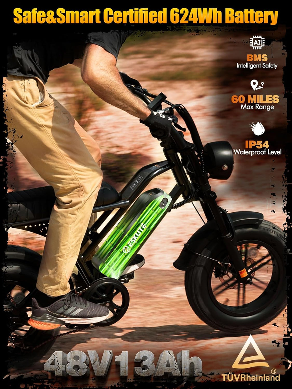 1500W Peak Electric Dirt Bike for Adults, 16" Fat Tire E-Bike with Up to 20+ MPH Speed, Dual Suspension & Up to 60 Miles Range All-Terrain Electric Bicycle