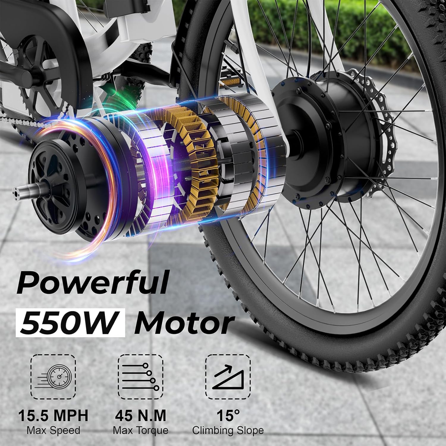 24" Folding Electric Tricycle for Adults with 600W Peak Motor, 3-Wheel Design, Rear Differential, Storage Basket & Up to 15.5 MPH