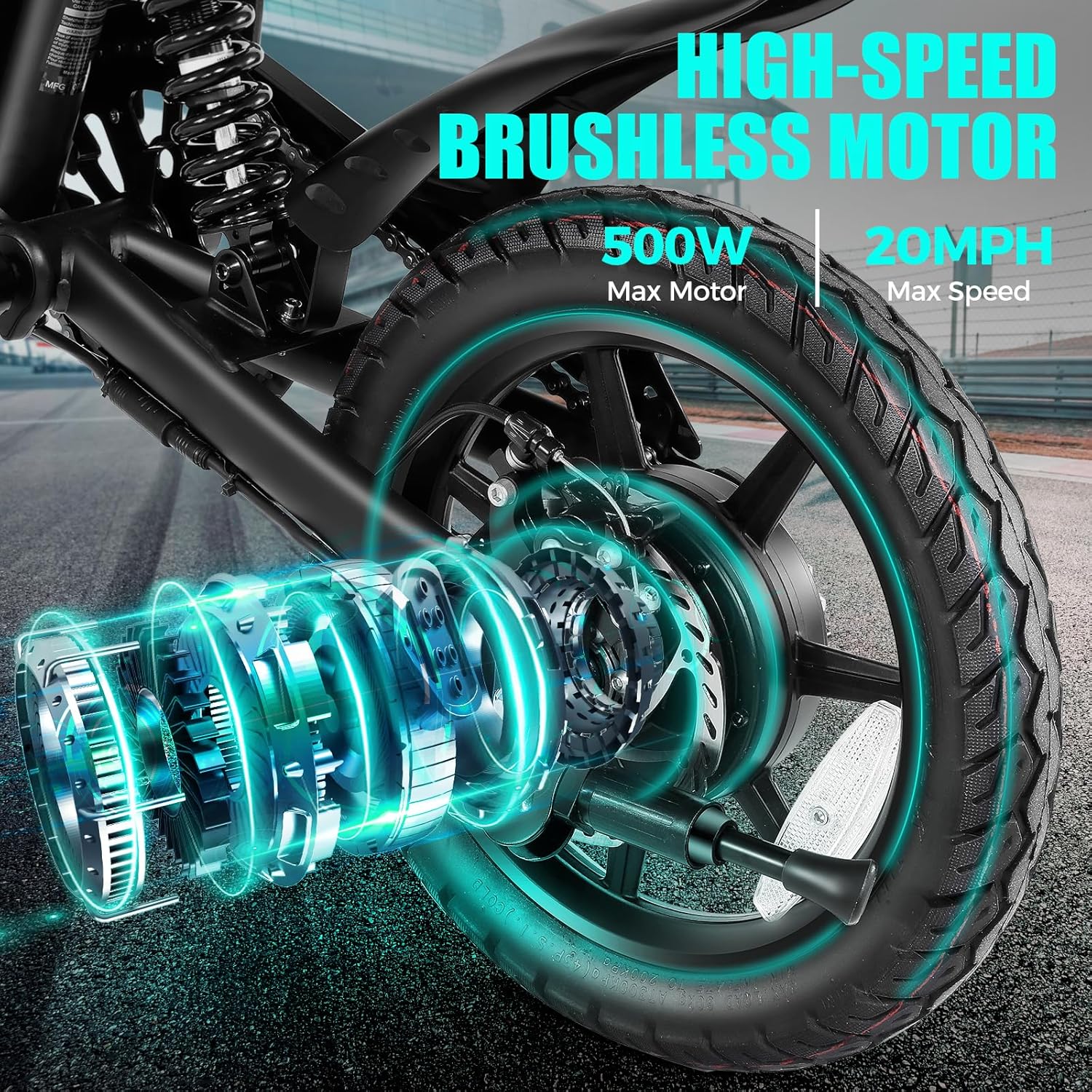 14" Foldable Electric Bike for Adults, Up to 20 MPH, 20–50 Mile Range, Dual Suspension, LCD Display, Compact Commuter E-Bike