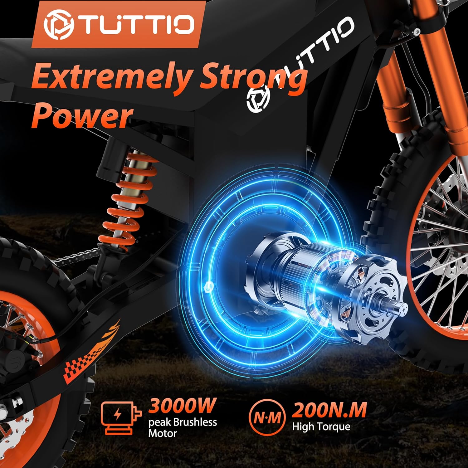 2000W Adult Electric Pit Bike – 14"/12" Staggered Fat Tires, 48V 21Ah Off-Road Electric Motorcycle with Dual Hydraulic Brakes