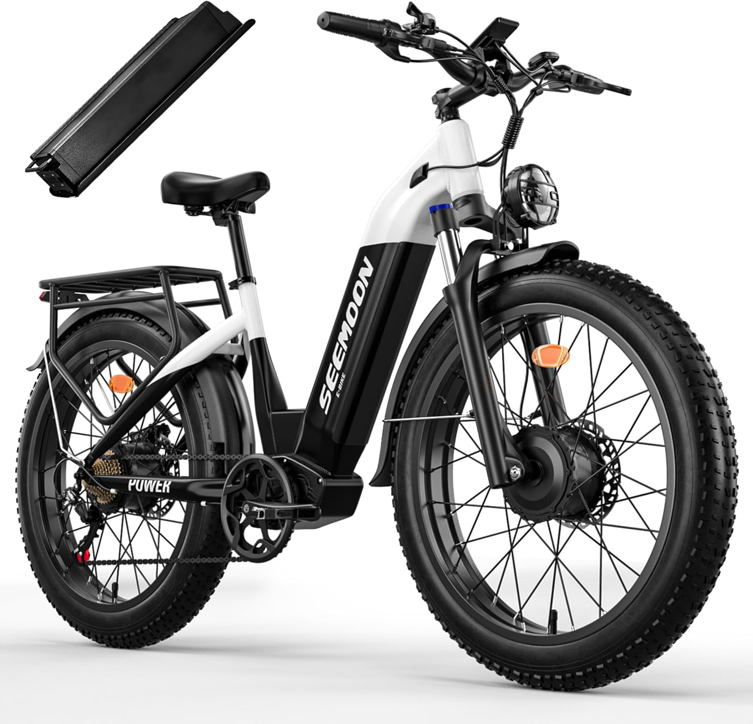 Dual Motor Electric Bike for Adults, 4000W Peak Power, Up to 38 MPH, Up to 105 Mile Range, 26" Fat Tire Step-Through Commuter E-Bike