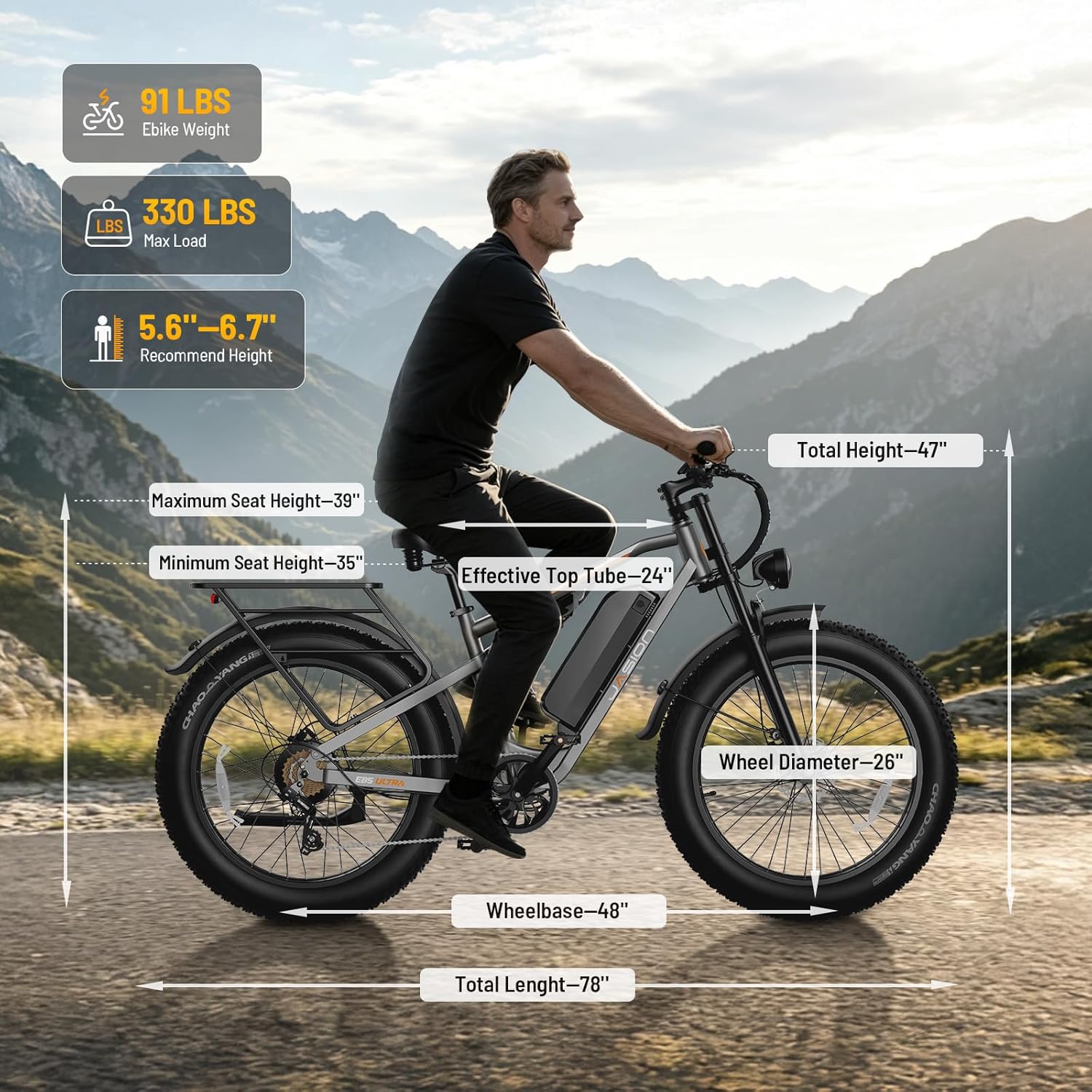 2500W Peak Electric Bike for Adults, 26" Fat Tire E-Bike with Dual Suspension, Hydraulic Disc Brakes, High-Capacity Power System & All-Terrain Off-Road Design