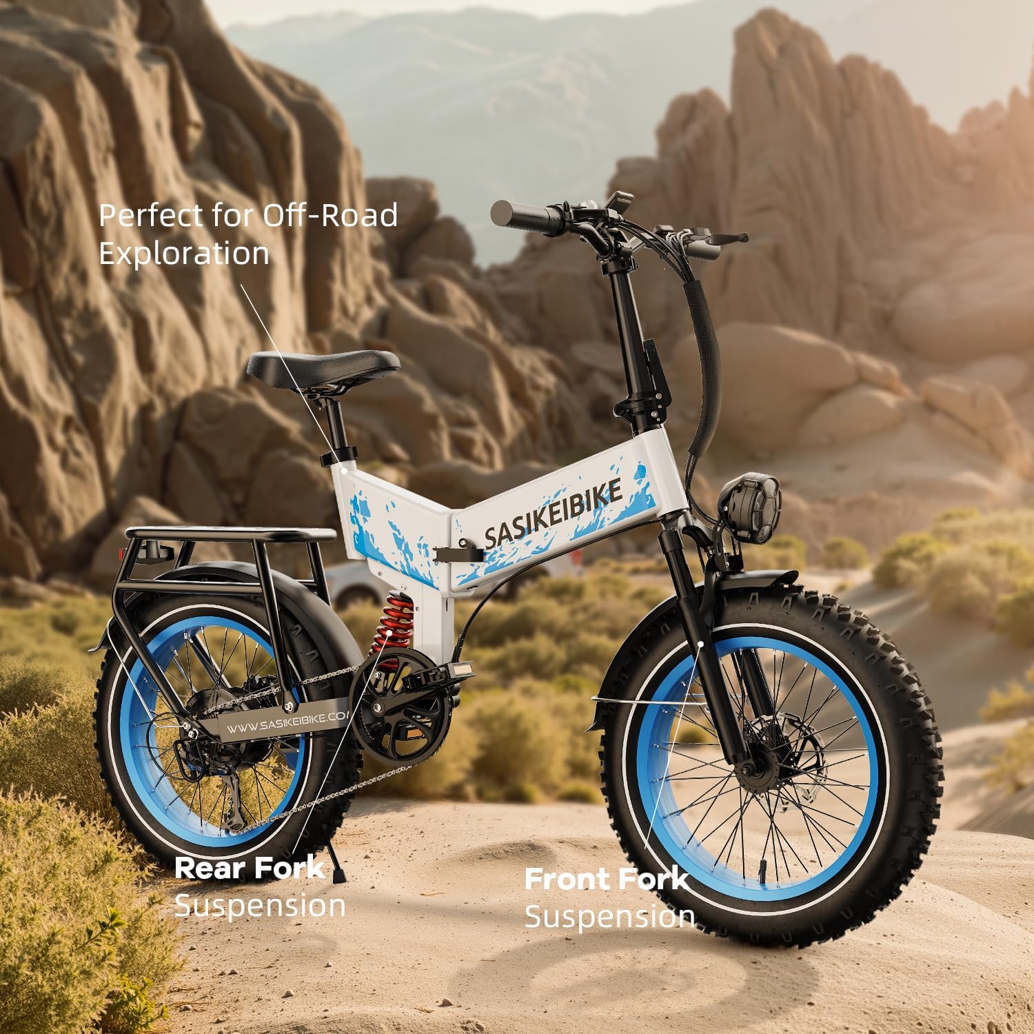1500W Folding Electric Bike for Adults, 20" Fat Tire E-Bike with Up to 70 Miles Range, Dual Suspension, Foldable All-Terrain Commuter & Mountain Bicycle