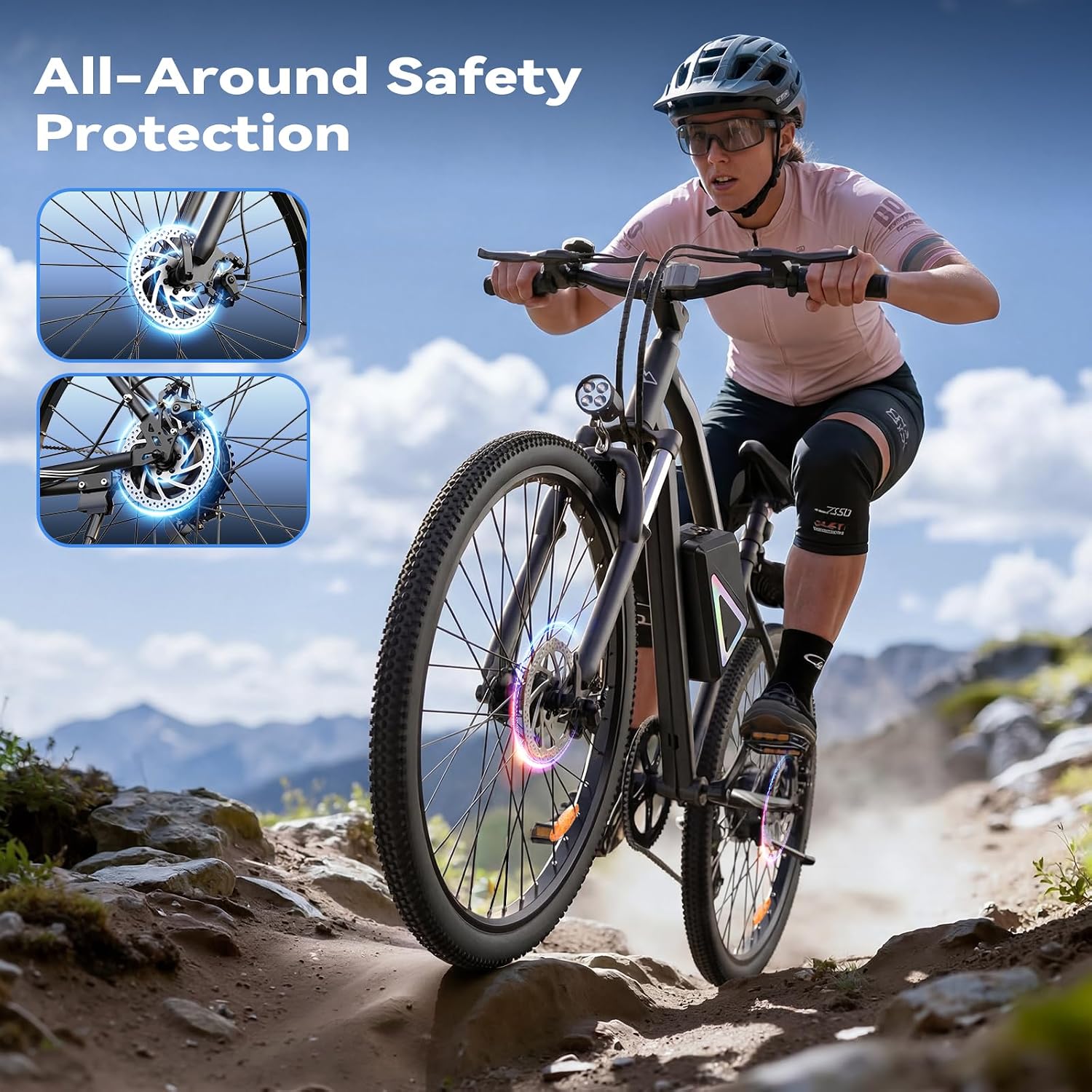 26" Electric Bike for Adults, Peak 1000W Motor, 5-Speed Commuter E-Bike, Up to 20 MPH & 60+ Miles Range with Front Suspension