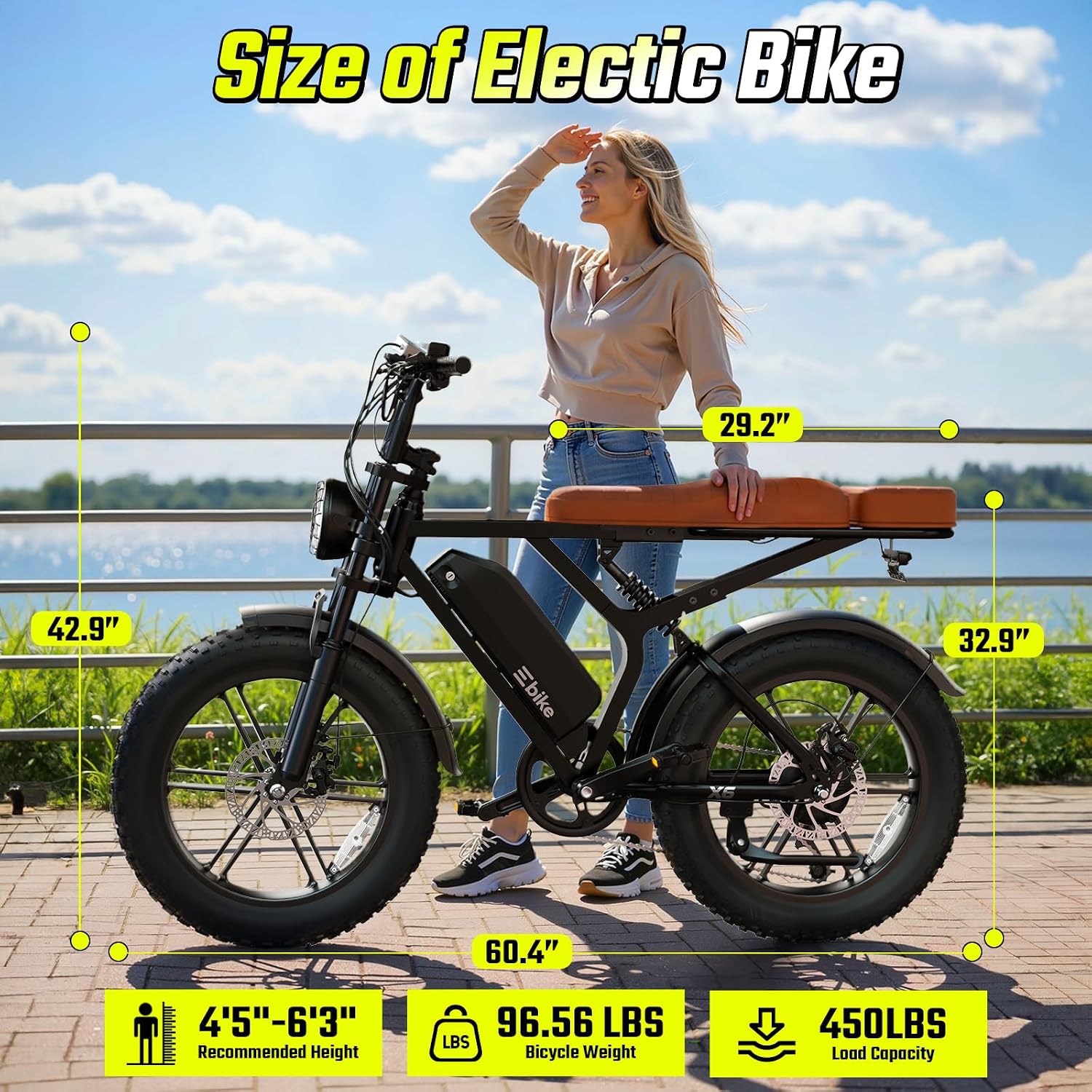 20" × 4.0" Fat Tire Electric Bike for Adults, 1500W Peak Motor, Up to 70–130 Mile Range, 7-Speed All-Terrain Commuter E-Bike