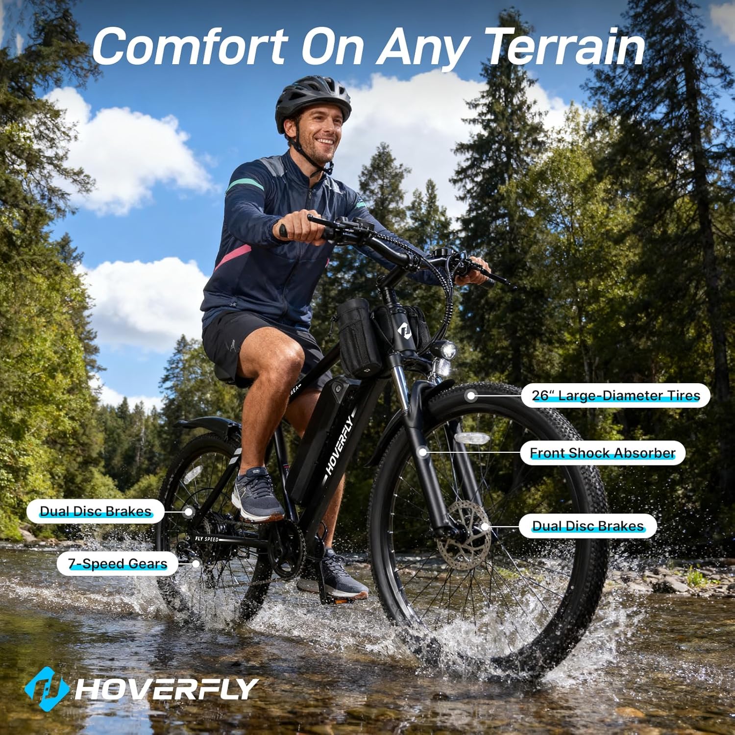 750W/500W Peak Electric Bike for Adults, 26"/16" E-Bike Options, Up to 15.5–20 MPH Speed, Removable Power Pack, UL 2849 Certified Commuter & Trail Bicycle