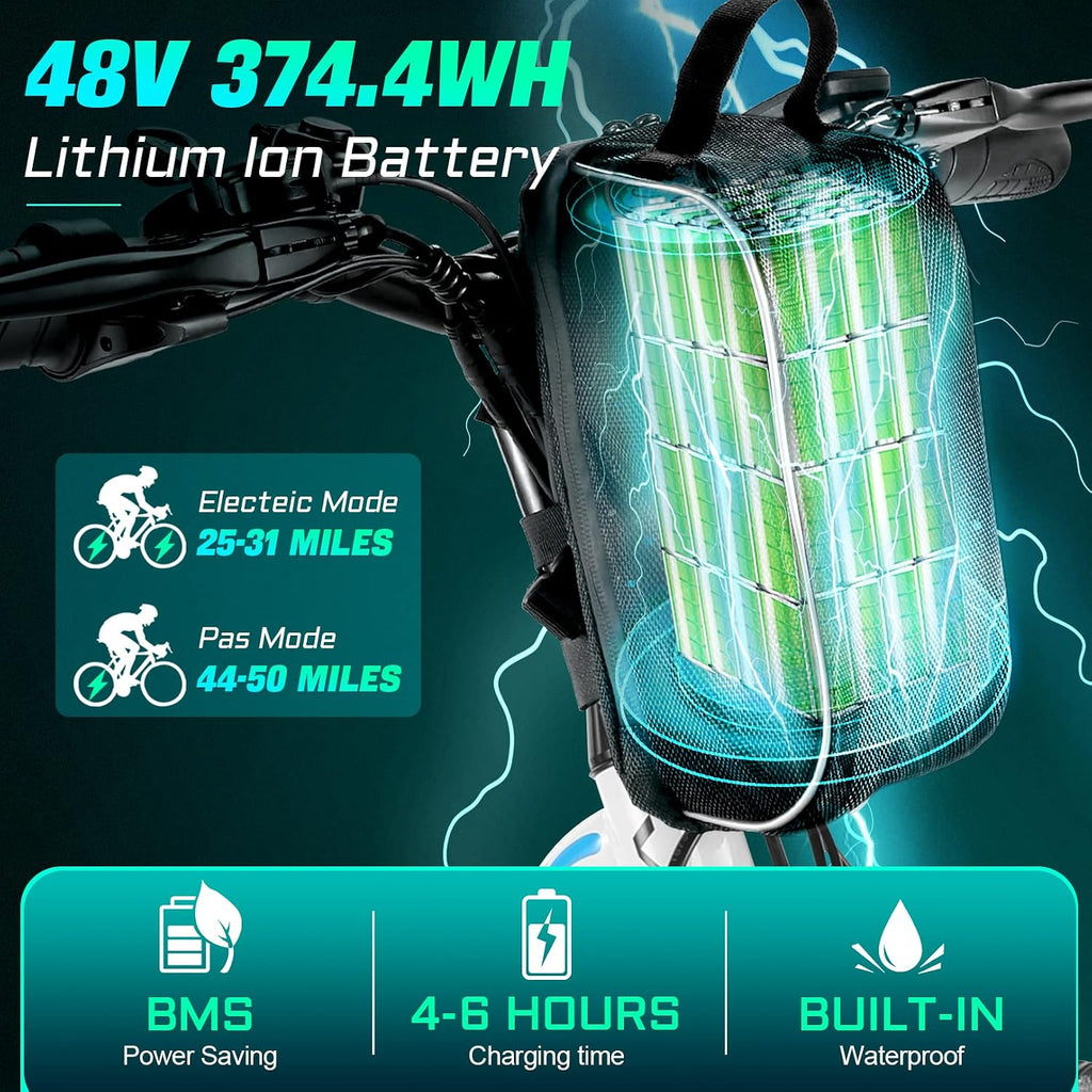 26" Step-Through Electric Bike for Adults with 750W Peak Motor, 7-Speed Gear System, Cruise Control, Up to 20 MPH & 50 Miles Range