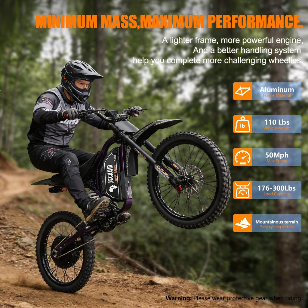 Electric Dirt Bike for Adults & Teens with 3000W/4700W Peak Motor, Dual Suspension, Dual Hydraulic Brakes, Up to 50 MPH & 130 Miles Range