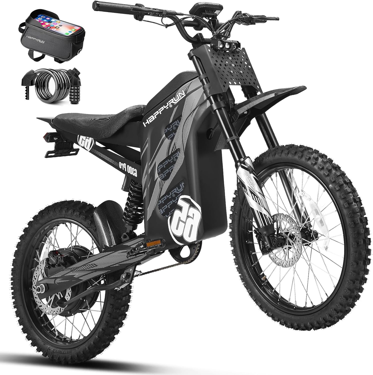 Electric Dirt Bike for Adults with Peak 6500W Motor, Up to 50 MPH, Long-Range Off-Road E-Bike, Hydraulic Brakes, 350 lb Load Capacity