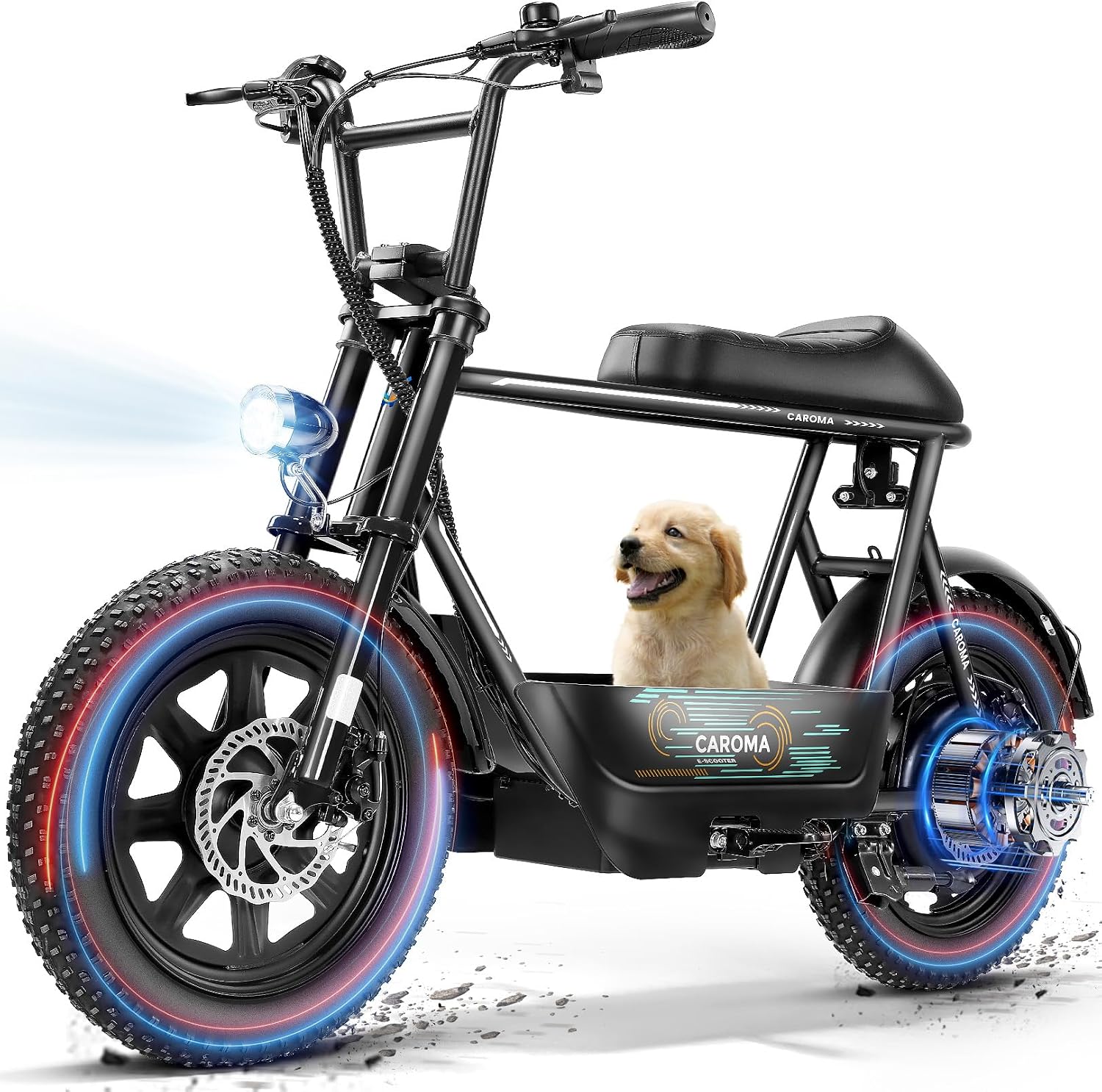 Electric Scooter with Seat for Adults, Peak 1200W Motor, Up to 20 MPH, 16" Fat Tire All-Terrain Scooter with Storage Basket & 30 Miles Range