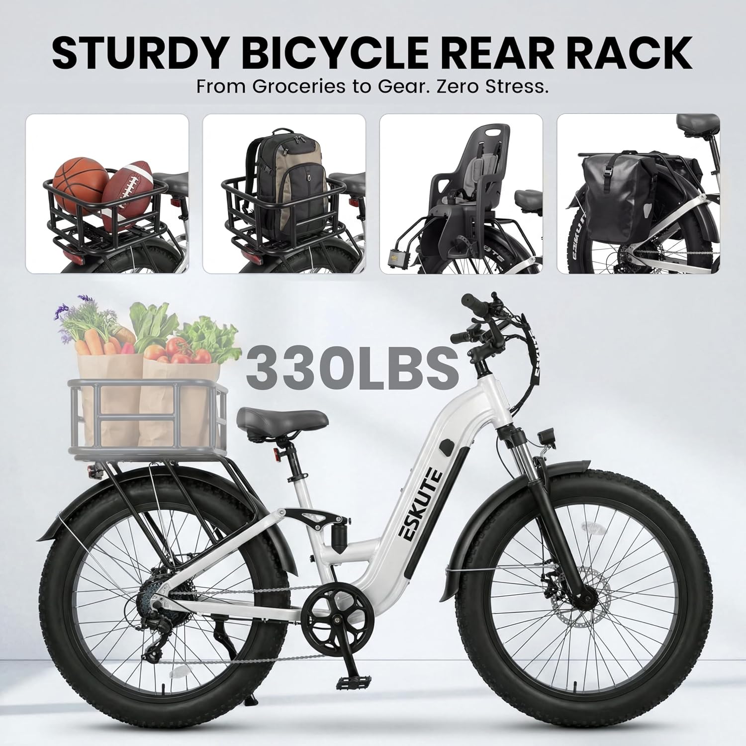 26" × 4.0" Fat Tire Step-Through Electric Bike for Adults, 1500W Peak Motor, Up to 32+ MPH, Up to 80 Mile Range, 8-Speed Full Suspension Commuter E-Bike