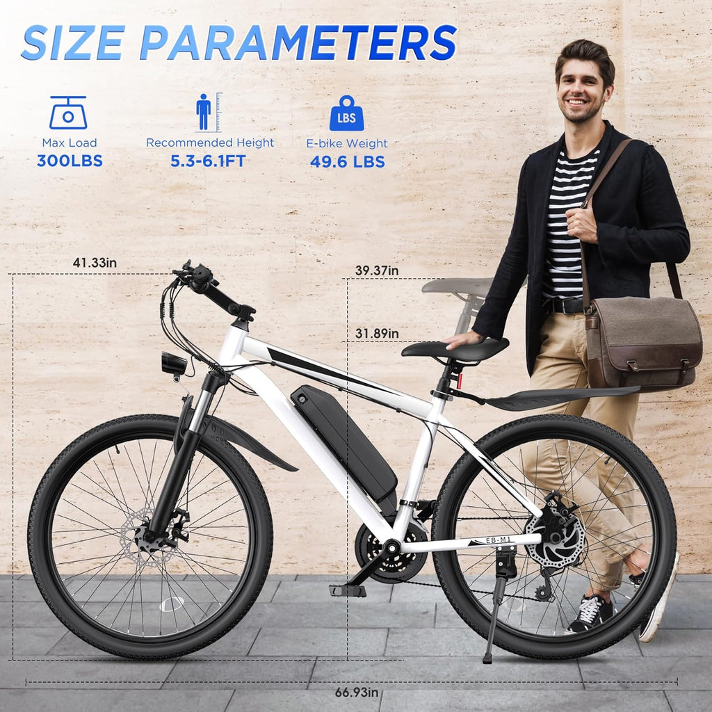 26" Electric Mountain Bike for Adults, 1000W Peak Motor E-Bike, Up to 20 MPH & 50 Miles Range, 7-Speed Gear System, Front Suspension, LCD Display, UL 2849 Certified