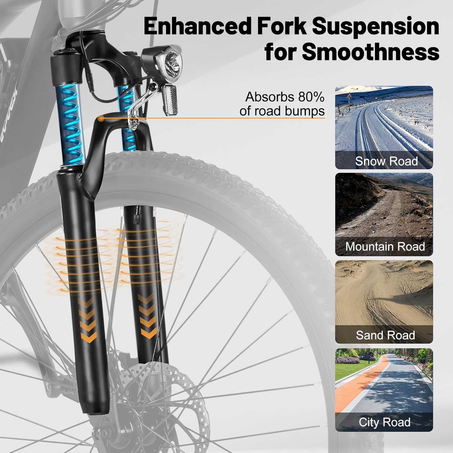 27.5" Electric Mountain Bike for Adults with 1200W Peak Motor, 21-Speed Gear System, Front Suspension, Up to 20+ MPH & 55 Miles Range