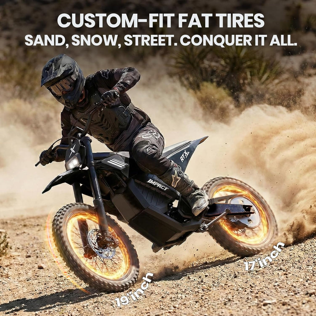 Electric Dirt Bike for Adults, Peak 6500W Mid-Drive Motor, Up to 53+ MPH, Long-Range Off-Road Electric Motorcycle with Hydraulic Dual Suspension