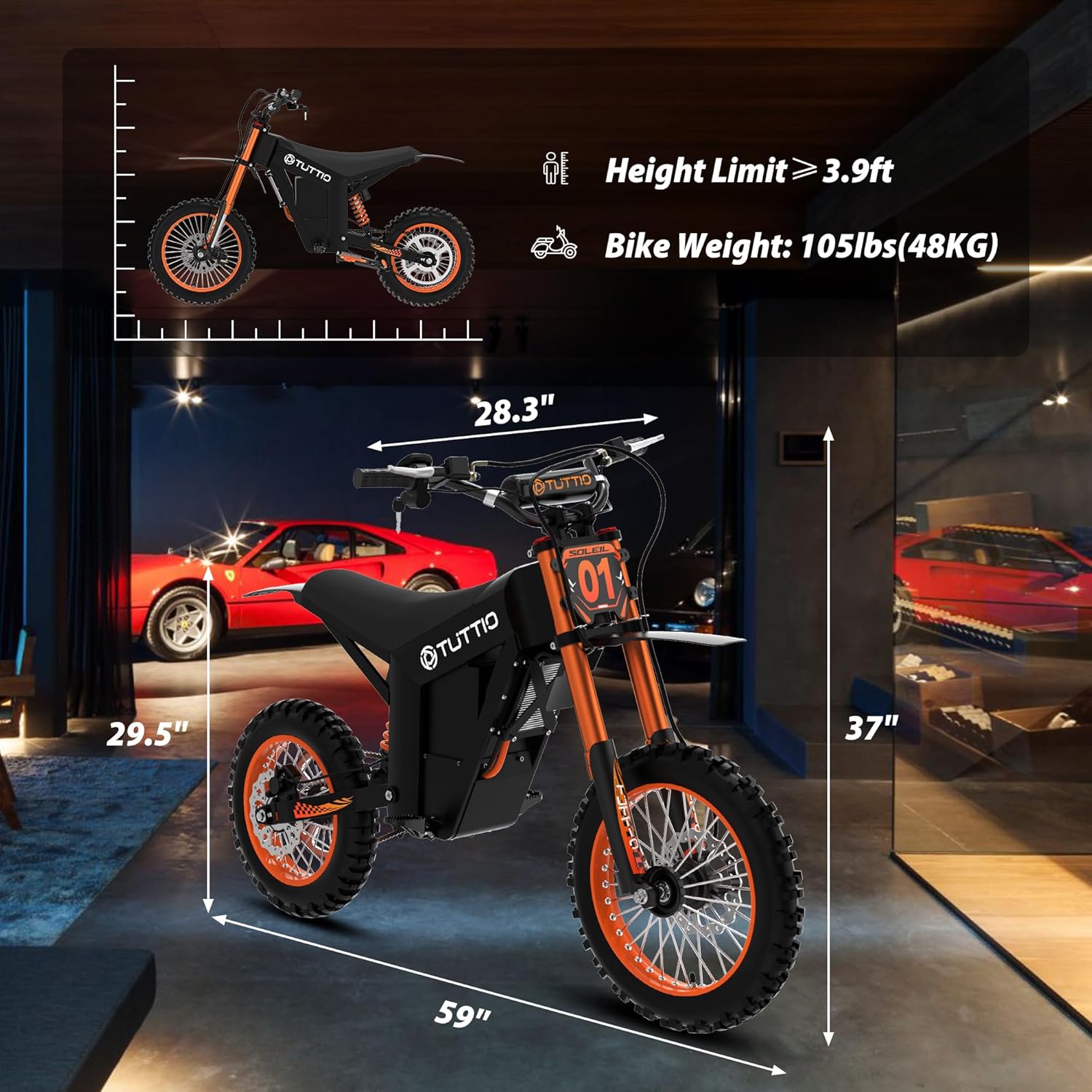 Electric Dirt Bike for Adults, Peak 3000W Motor, High-Torque Off-Road E-Bike with Hydraulic Brakes