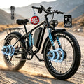 Dual Motor Electric Mountain Bike for Adults, 6000W Peak Power, Up to 50 MPH, Up to 100 Mile Range, Full Suspension, Hydraulic Brakes, 24"/26" Fat Tire E-Bike