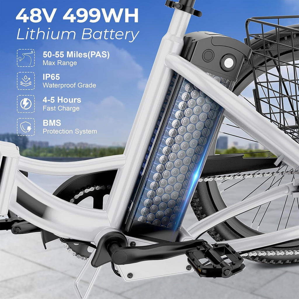 24" Folding Electric Tricycle for Adults with 600W Peak Motor, 3-Wheel Design, Rear Differential, Storage Basket & Up to 15.5 MPH