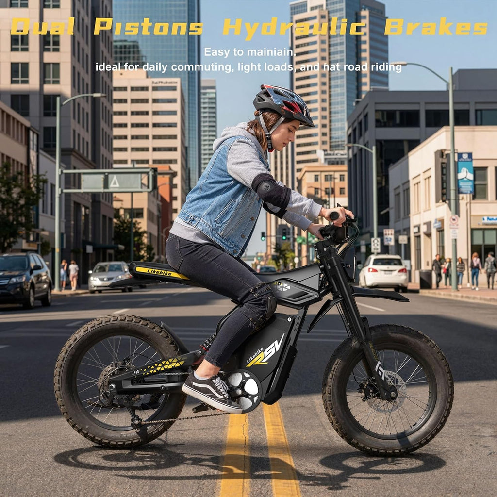 20" Fat Tire Electric Dirt Bike for Adults, 2000W–3000W Peak Motor, Full Suspension, All-Terrain Electric Mountain Bike with Pedals