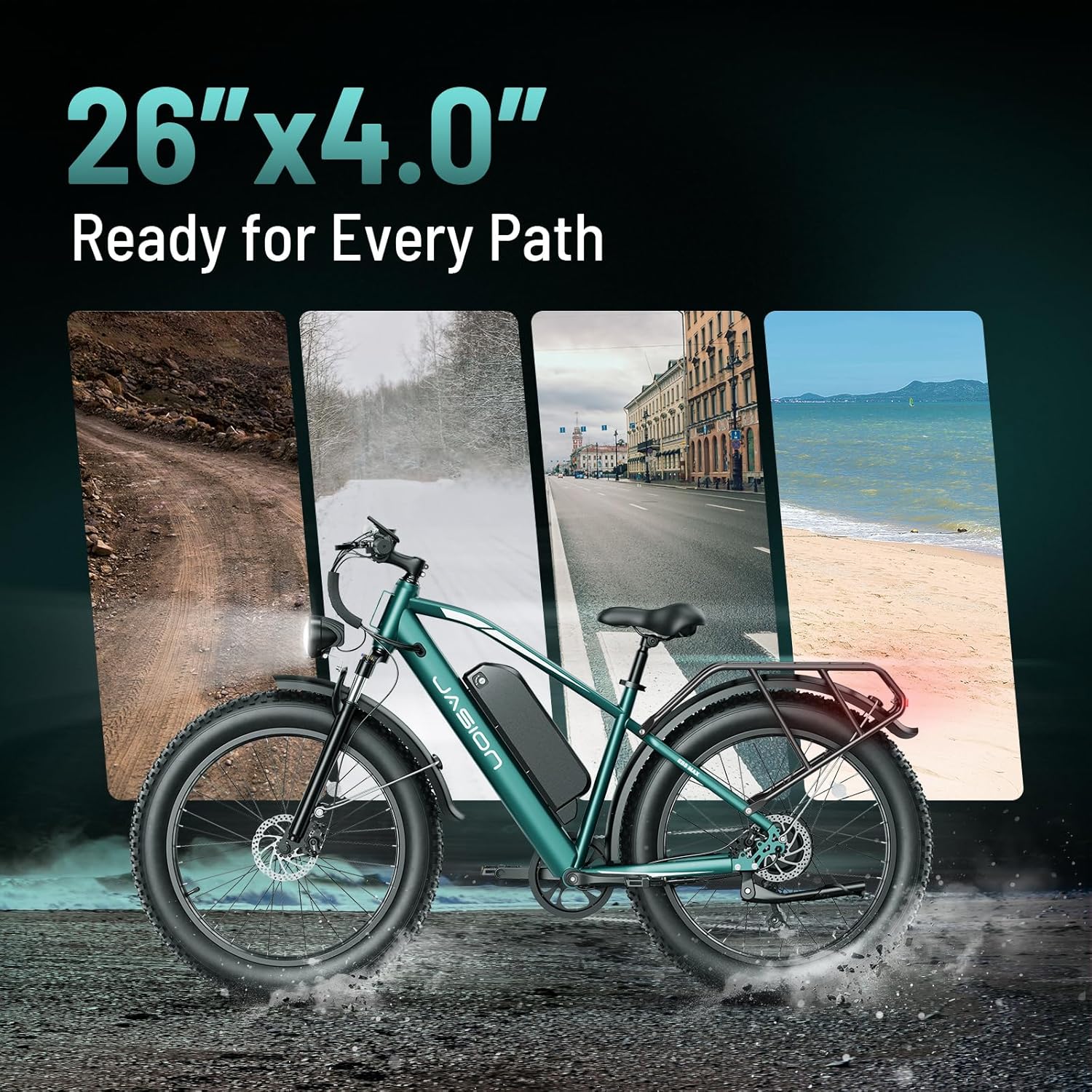 26" × 4" Fat Tire Electric Bike for Adults, 1500W Peak Motor, Up to 28+ MPH, Electric Mountain E-Bike with Rear Rack, Cruise Control & 7-Speed