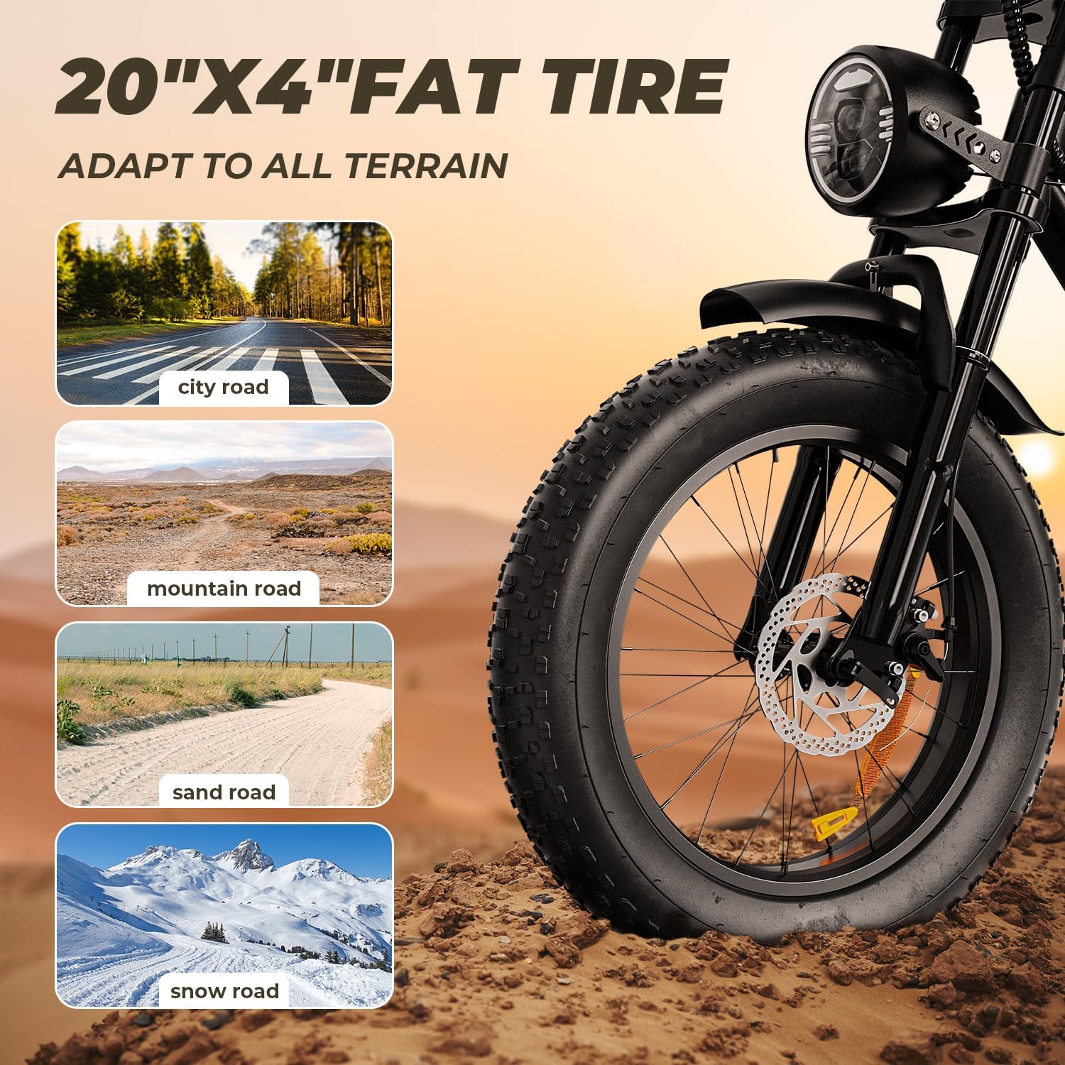 20" Fat Tire Electric Bike for Adults, 1500W Peak Motor, Up to 33 MPH, Up to 40–75 Mile Range, 7-Speed Full Suspension All-Terrain E-Bike