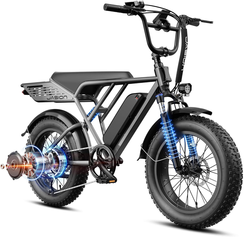 20" Fat Tire Electric Bike for Adults, 2000W/3000W Peak Motor, Up to 30/38 MPH, 70/90 Mile Range, All-Terrain Electric Dirt Bike
