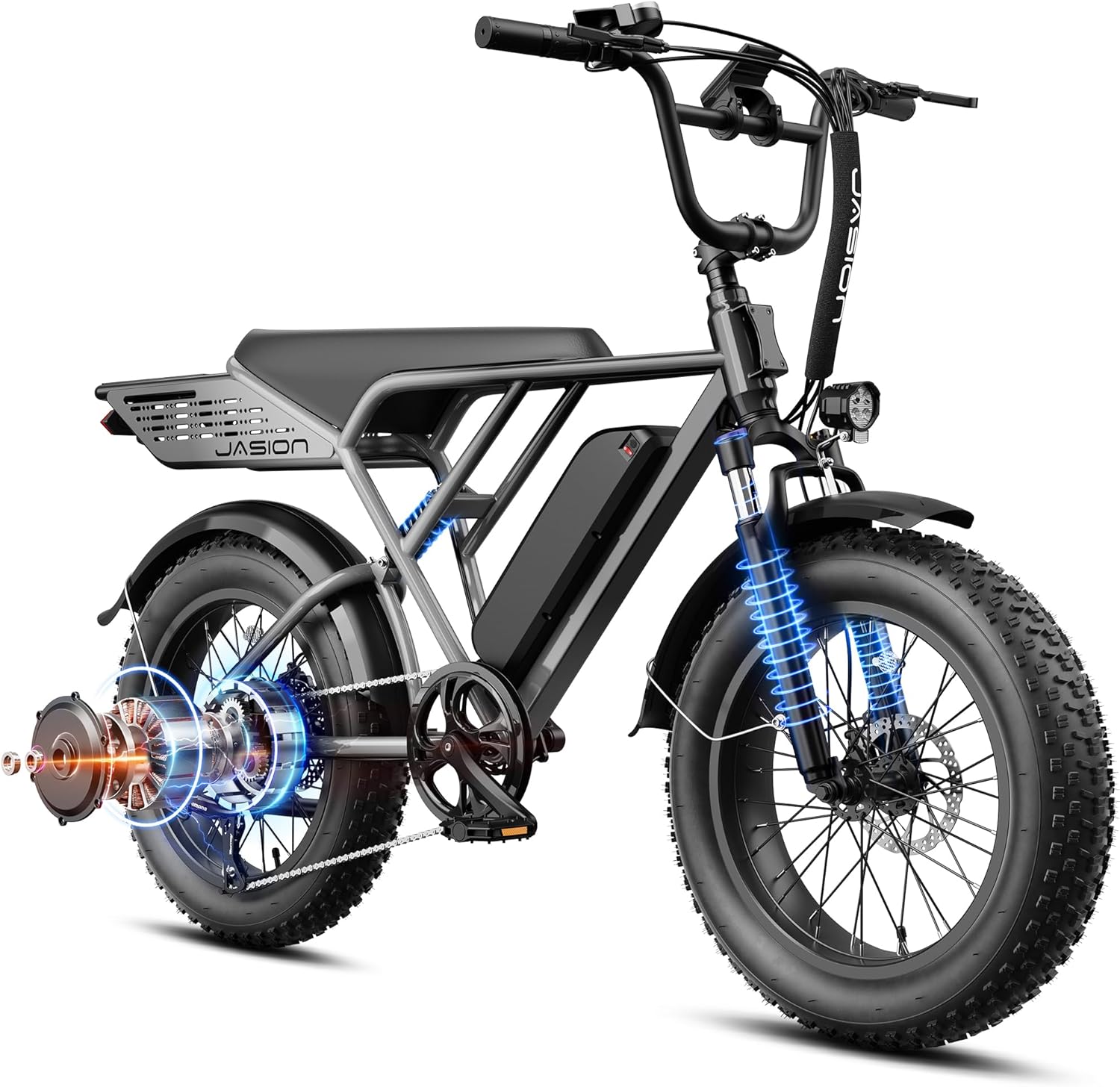 20" Fat Tire Electric Bike for Adults, 2000W/3000W Peak Motor, Up to 30/38 MPH, 70/90 Mile Range, All-Terrain Electric Dirt Bike
