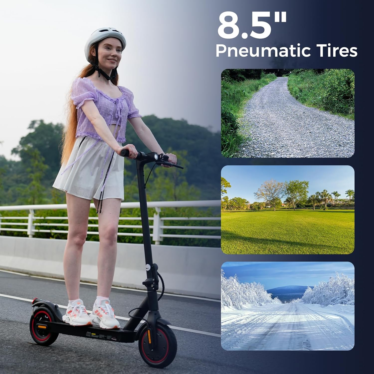 Electric Scooter for Adults & Teens, Peak 1200W Motor, Up to 28 MPH, Foldable E-Scooter with App Control & Long-Range Performance