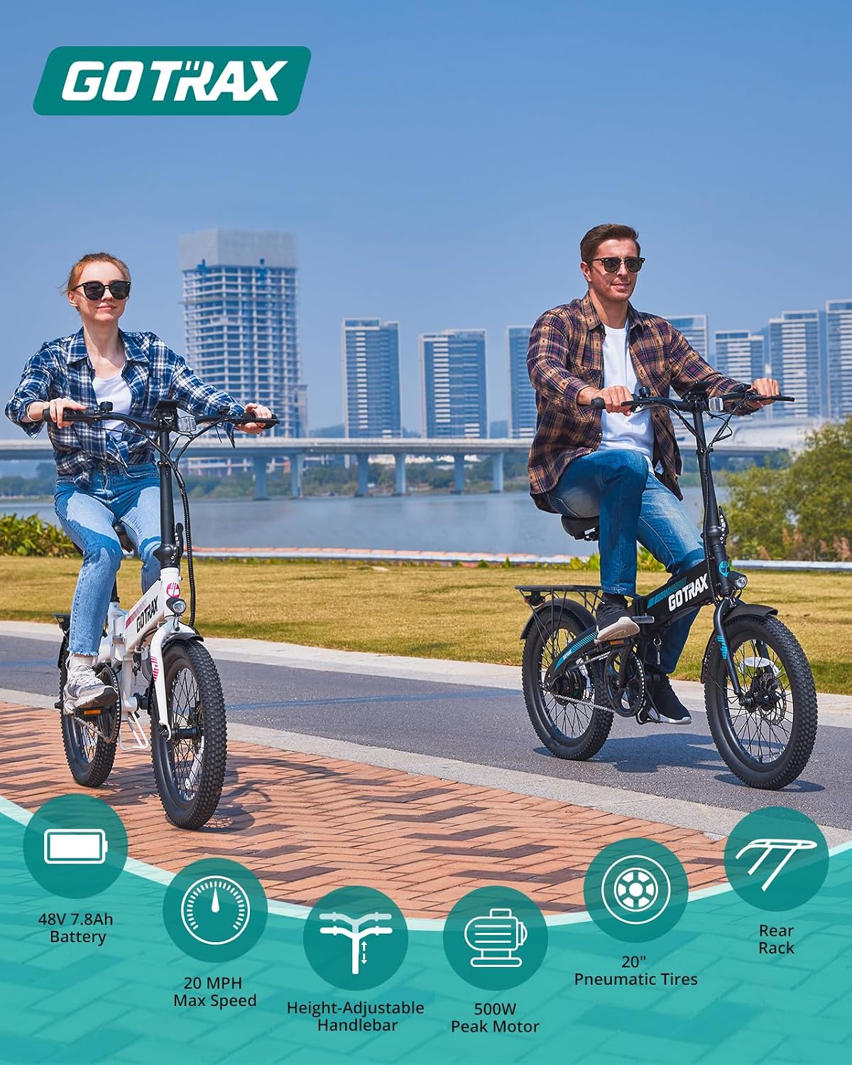 20" Folding Electric Bike for Adults, Peak 500W Motor, Up to 20 MPH, Long-Range Commuter E-Bike with LCD Display & 5 Pedal Assist Levels