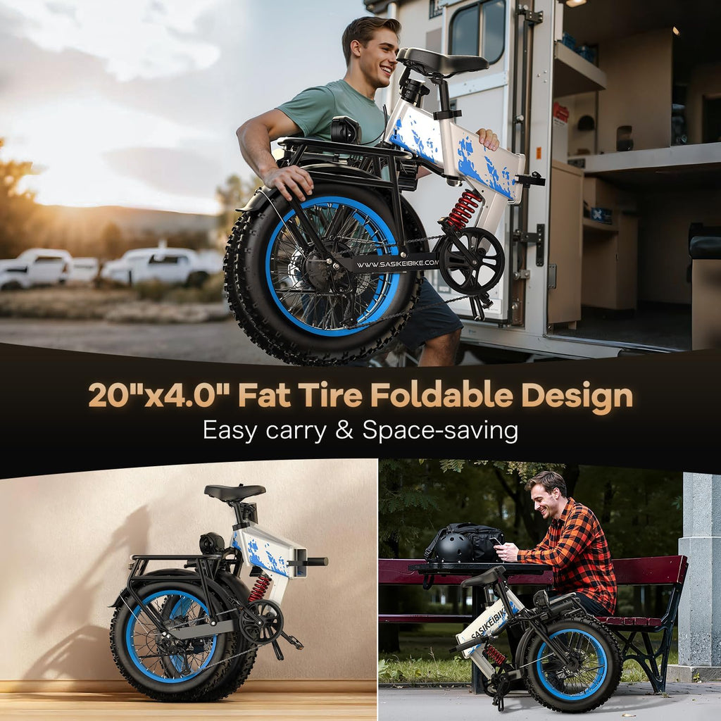 1500W Folding Electric Bike for Adults, 20" Fat Tire E-Bike with Up to 70 Miles Range, Dual Suspension, Foldable All-Terrain Commuter & Mountain Bicycle