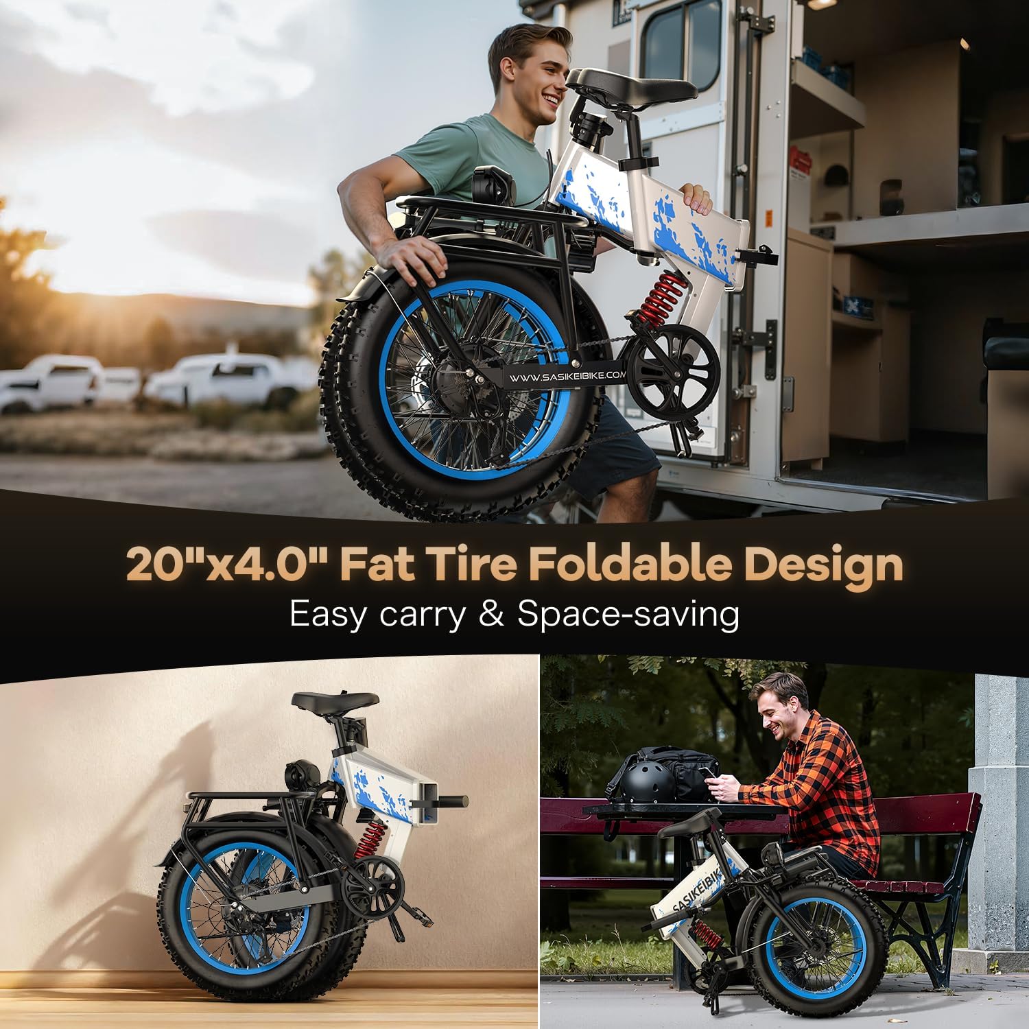 1500W Folding Electric Bike for Adults, 20" Fat Tire E-Bike with Up to 70 Miles Range, Dual Suspension, Foldable All-Terrain Commuter & Mountain Bicycle
