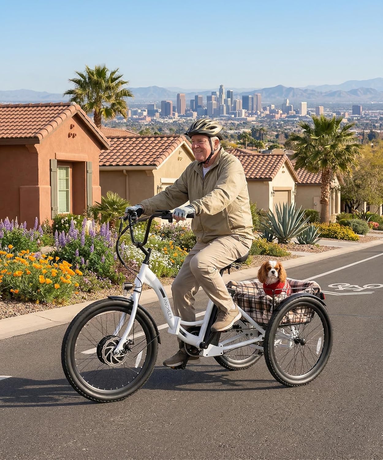 24" Folding Electric Tricycle for Adults with 600W Peak Motor, 3-Wheel Design, Rear Differential, Storage Basket & Up to 15.5 MPH